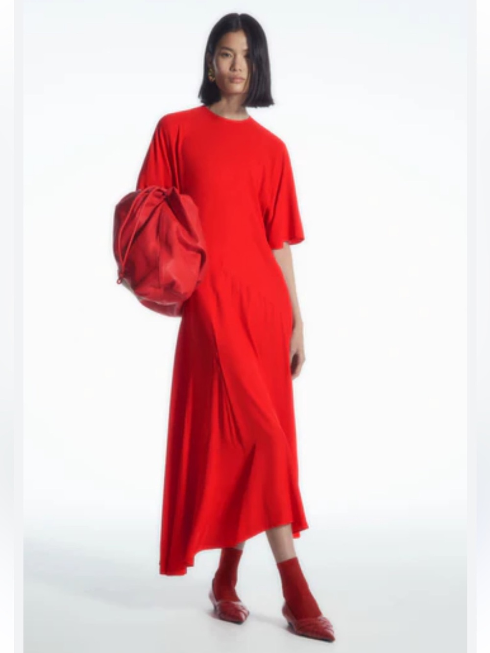 Cos asymmetric draped midi dress size 6 nwot